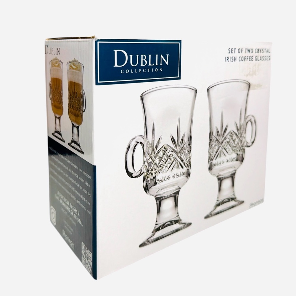 Shannon by Godinger Dublin Collection Set of 2 Crystal Irish Coffee Glasses - Picture 4 of 7